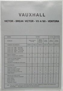 1972 Vauxhall Full Line Sales Brochure with Spec Folder - French Text