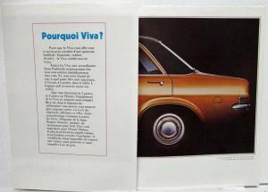 1973 Vauxhall Viva Sales Brochure with Spec Sheet - French Text