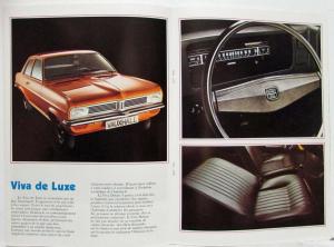 1973 Vauxhall Viva Sales Brochure with Spec Sheet - French Text