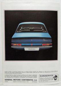 1973 Vauxhall Viva Sales Brochure with Spec Sheet - French Text