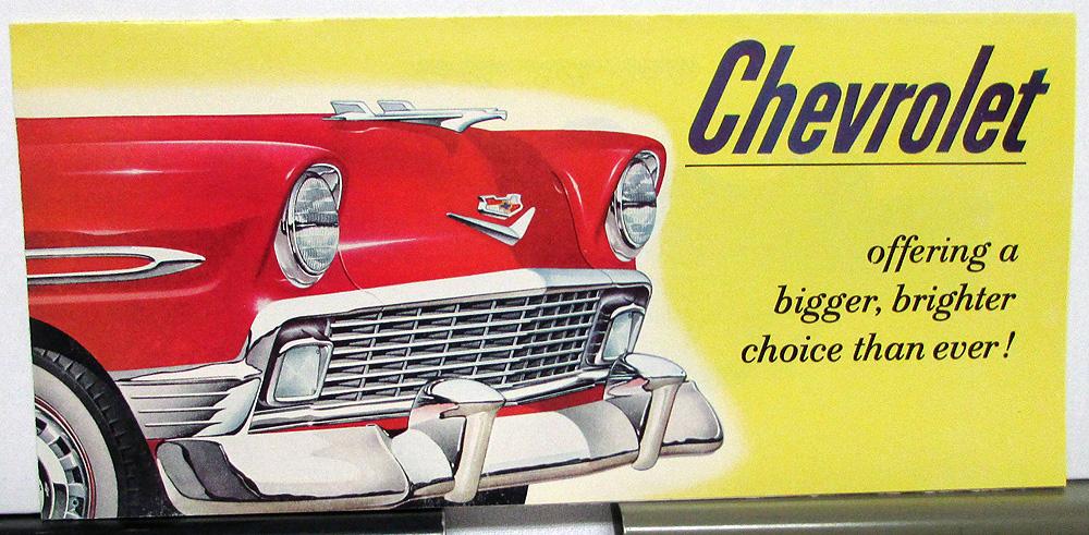 1956 Chevrolet Bel Air Two Ten One Fifty New Car Announcement Sales Folder Orig
