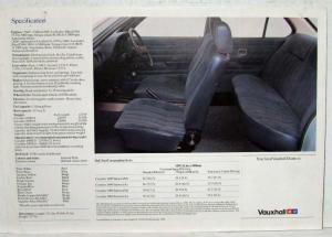 1981 Vauxhall New Cavalier LS Joins the Range Spec Sheet - UK