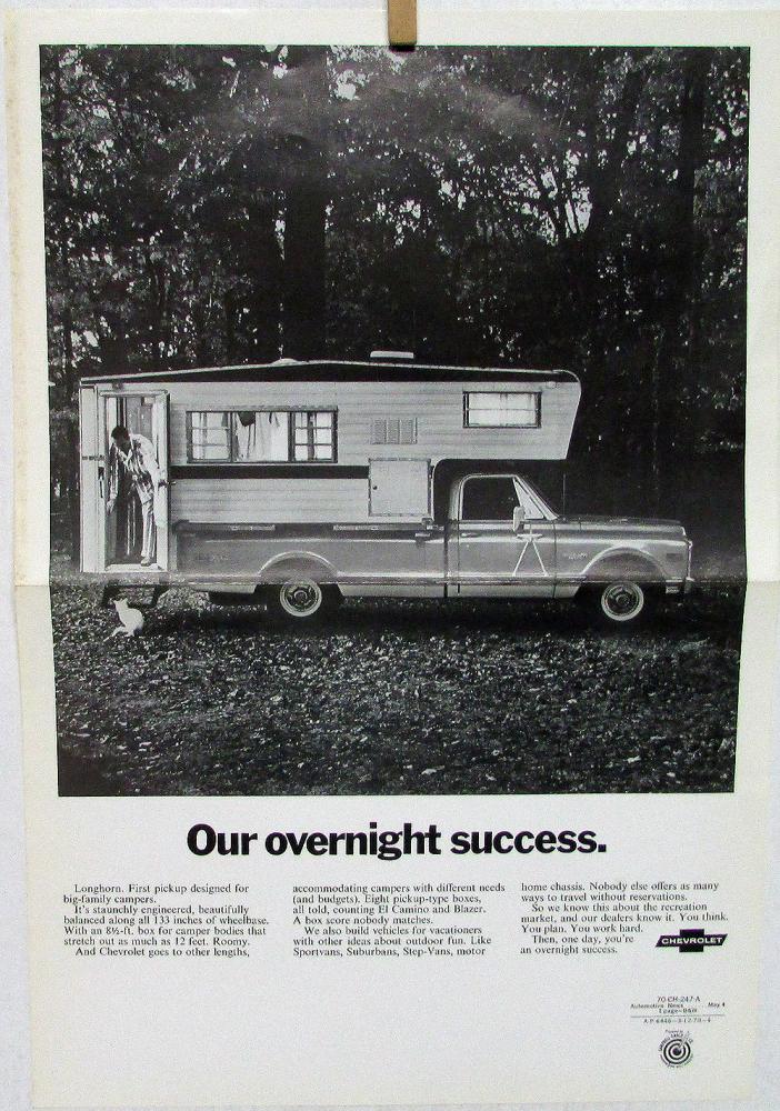1970 Chevrolet Longhorn Pickup Truck Ad Slick BW Original
