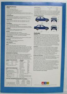 1984 Vauxhall Nova GL Sales Folder - UK Market