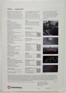 2001 Vauxhall Corsa Expression Spec Sheet - UK