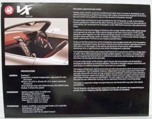 2004 Vauxhall VX Roadster Concept Spec Sheet North American Intl Auto Show