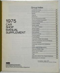 1975 Ford Car Service Shop Repair Manual Supplement Mustang Cougar Mark IV