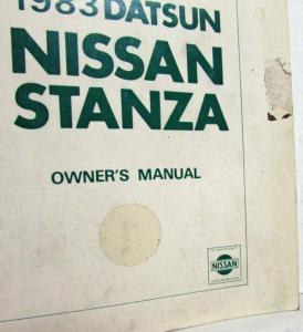 1983 Nissan Stanza Owners Manual and Warranty Information