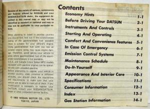 1983 Nissan Sentra Owners Manual