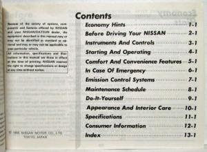1986 Nissan Sentra Owners Manual with Warranty Information & Accessories Ad