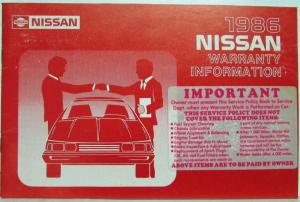 1986 Nissan Sentra Owners Manual with Warranty Information & Accessories Ad