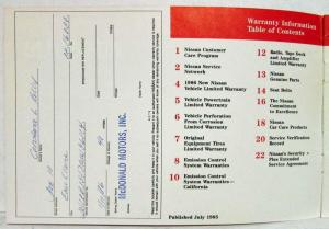 1986 Nissan Sentra Owners Manual with Warranty Information & Accessories Ad