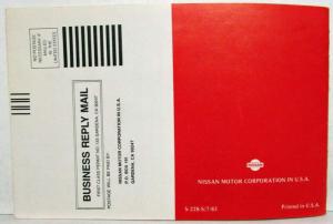 1986 Nissan Sentra Owners Manual with Warranty Information & Accessories Ad