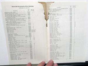 1956 Chevrolet Dealer Accessories Parts List Numbers Original Car and Truck