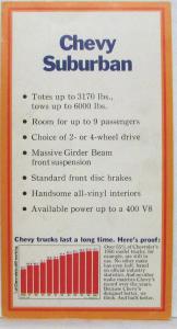 1971 ? Chevy Suburban Sales Card 2 Sided Original