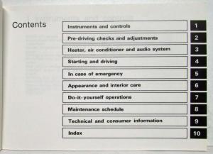 1991 Nissan Stanza Owners Manual