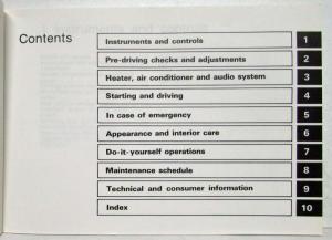 1991 Nissan Stanza Owners Manual