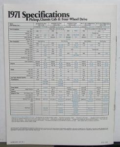 1971 Chevrolet Pickup Chassis Cab 4-Wheel Drive Truck Sales Brochure R1