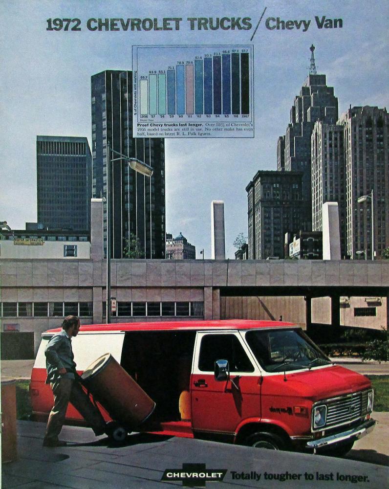 1972 Chevrolet Chevy Van Truck Dealer Color Sales Brochure Original REVISION 1