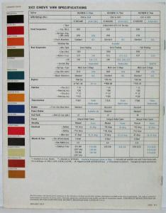1972 Chevrolet Chevy Van Truck Dealer Color Sales Brochure Original REVISION 1