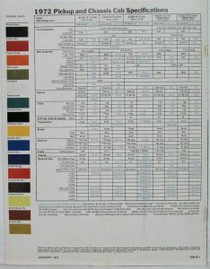1972 Chevrolet Pickup Chassis Cab 4WD Trucks Color Sales Brochure Original REV 1