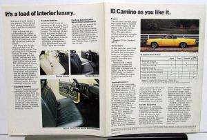 1972 Chevrolet El Camino Truck REVISION 1 Sales Folder Brochure Original