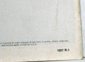 1972 Chevrolet Camper RV Motor Home Truck Dealer Sales Brochure Original REV 1