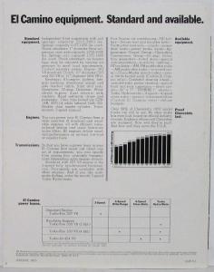 1973 Chevrolet El Camino Truck Dealer Sales Folder Original REVISION 1