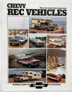 1974 Chevy Rec Vehicle Camper Motorhome Truck Dealer Sales Brochure REVISION 1
