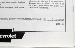 1974 Chevy Rec Vehicle Camper Motorhome Truck Dealer Sales Brochure REVISION 1