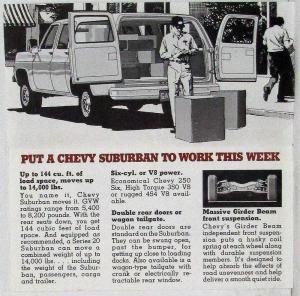 1974 1975 ? Chevrolet Suburban Sales Leaflet Original