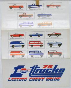 1975 Chevrolet Trucks Exterior Color Paint Chips Sales Folder Original