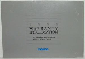 1998 Mazda Millenia Owners Manual and Warranty Info & Extras w Leather Sleeve