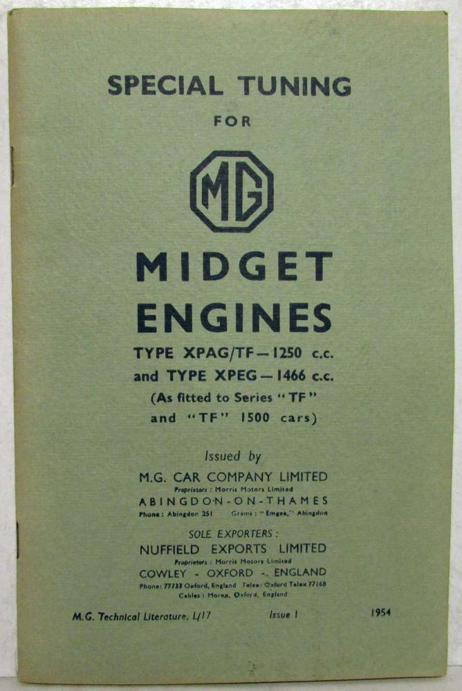 1954 MG Midget Engines Special Tuning Guide