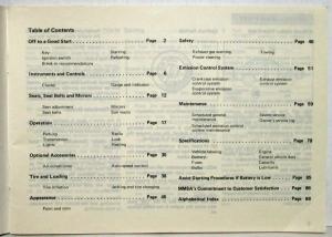 1983 Mitsubishi Tredia Owners Manual and Warranty Information with Consumer Info