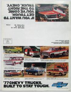 1977 Chevy Trucks Pickup & Fleetside Color Sales Folder Mailer Original