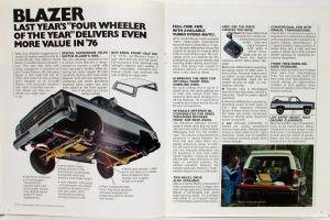 1976 Chevy Blazer Chevrolet Truck Dealer Sales Brochure Original REVISED