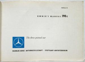 1967 Mercedes-Benz Type 190 Owners Manual Edition A