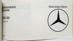 1979 Mercedes Benz 300SD Maintenance Booklet