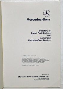1979 Mercedes-Benz Directory of Diesel Fuel Stations & Authorized Dealers