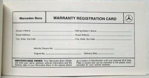 1980 Mercedes-Benz Domestic Passenger Cars Owners Service & Warranty Policy