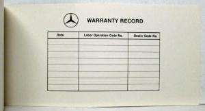 1980 Mercedes-Benz Domestic Passenger Cars Owners Service & Warranty Policy