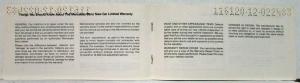 1980 Mercedes-Benz Tourist Passenger Cars Owners Service & Warranty Policy