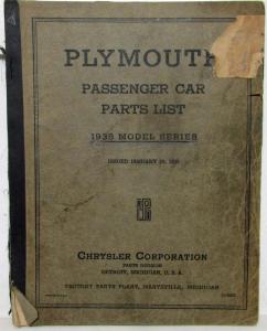 1938 Plymouth Passenger Car Parts List