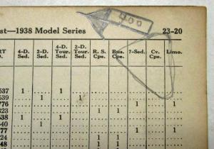 1938 Plymouth Passenger Car Parts List