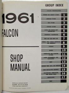 1961 Ford Falcon Service Shop Repair Manual
