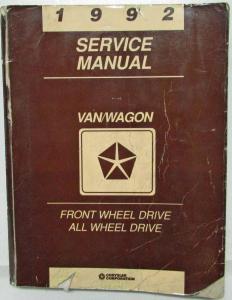 1992 Chrysler Dodge Van/Wagon Front Wheel & All Wheel Drive Service Shop Manual
