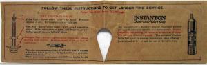 Vintage 20s 30s Dill Standard Valve Instanton Dust & Valve Cap Instruction Card