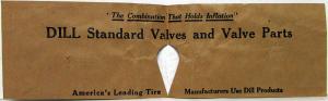 Vintage 20s 30s Dill Standard Valve Instanton Dust & Valve Cap Instruction Card