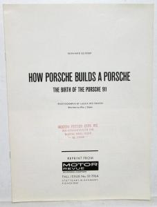 1964 Porsche 911 Motor Revue Fall Issue No 51/1964 Germany Auth Reprint Article